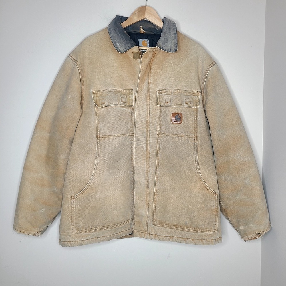 CARHARTT C26 BRN Arctic Quilt‎ Lined Canvas Brown Jacket Coat Work MENS Large